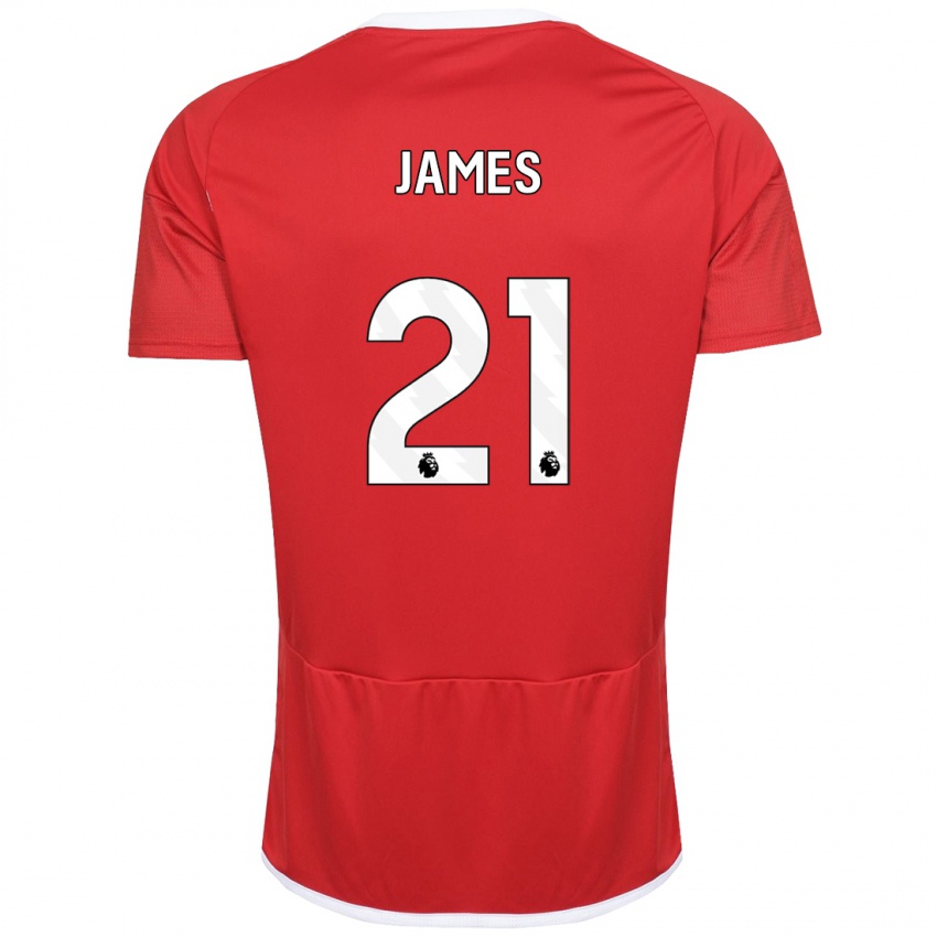 Férfi Hayley James #21 Piros Hazai Jersey 2023/24 Mez Póló Ing