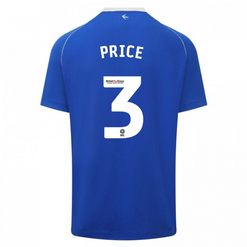 Férfi Ffion Price #3 Kék Hazai Jersey 2023/24 Mez Póló Ing