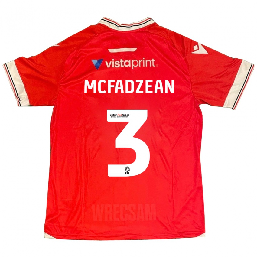 Férfi Callum Mcfadzean #3 Piros Hazai Jersey 2023/24 Mez Póló Ing