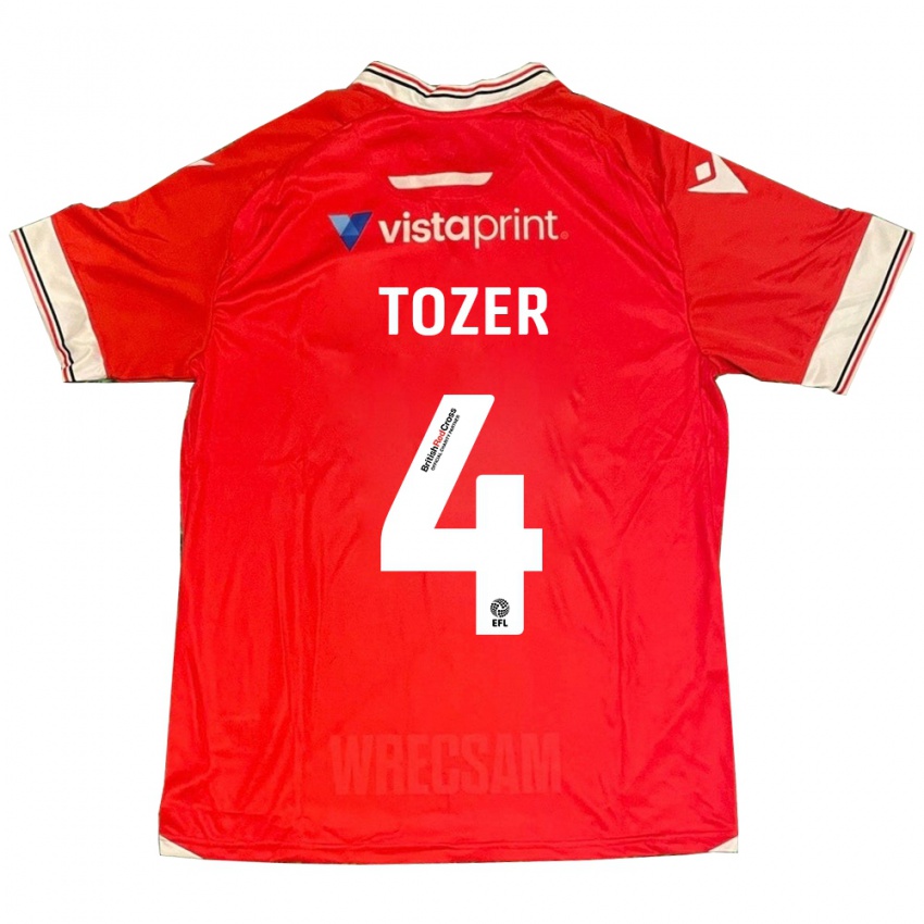 Férfi Ben Tozer #4 Piros Hazai Jersey 2023/24 Mez Póló Ing