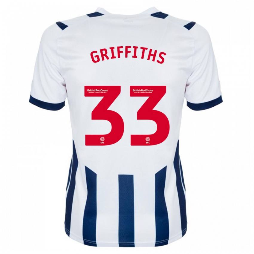 Férfi Josh Griffiths #33 Fehér Hazai Jersey 2023/24 Mez Póló Ing