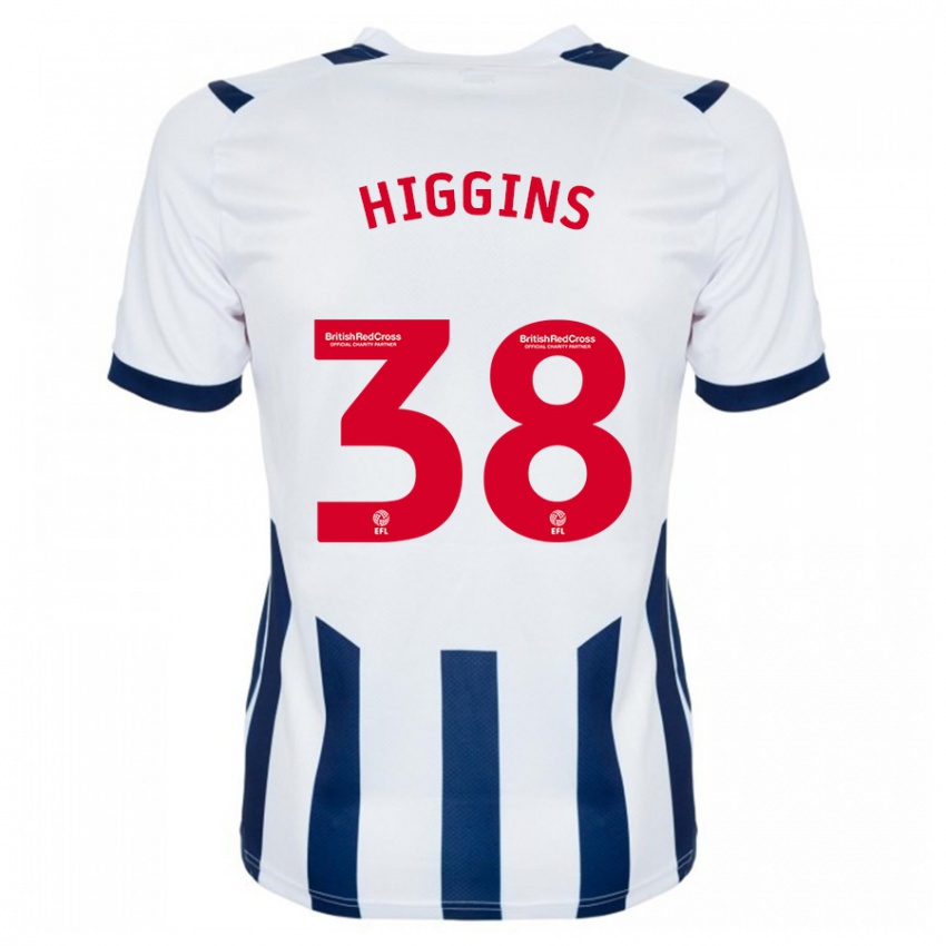 Férfi Akeel Higgins #38 Fehér Hazai Jersey 2023/24 Mez Póló Ing