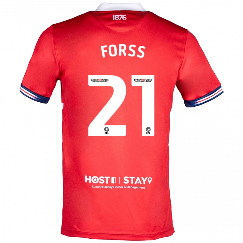 Férfi Marcus Forss #21 Piros Hazai Jersey 2023/24 Mez Póló Ing