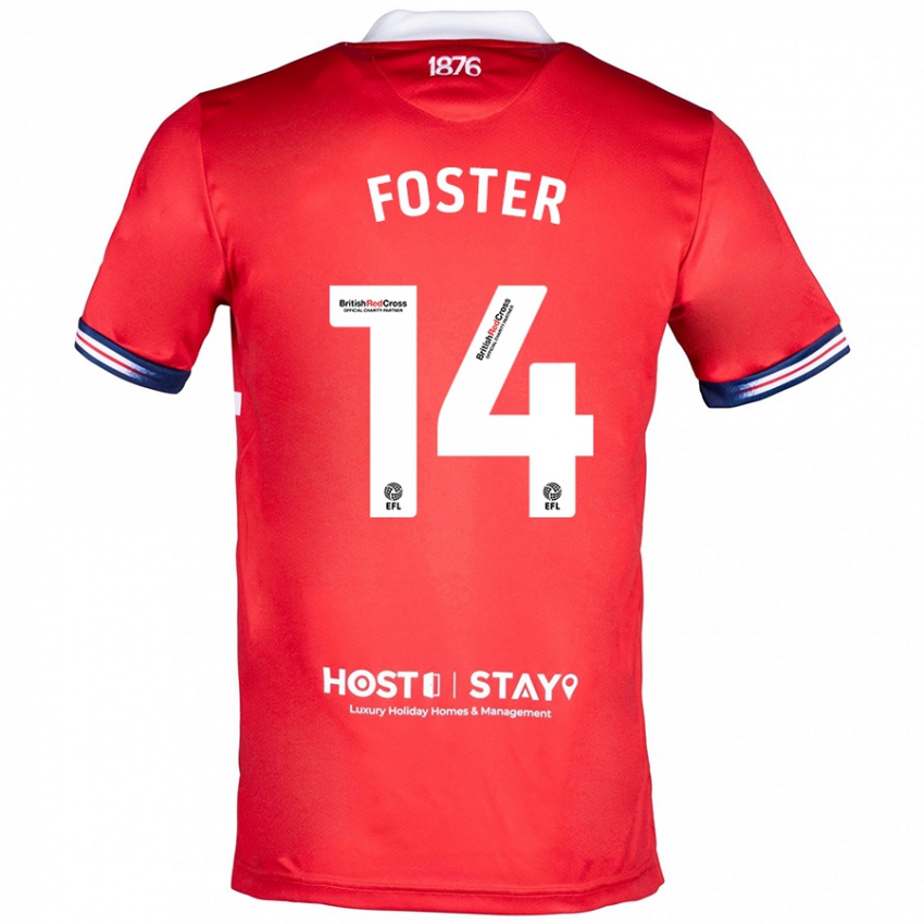 Férfi Emma Foster #14 Piros Hazai Jersey 2023/24 Mez Póló Ing