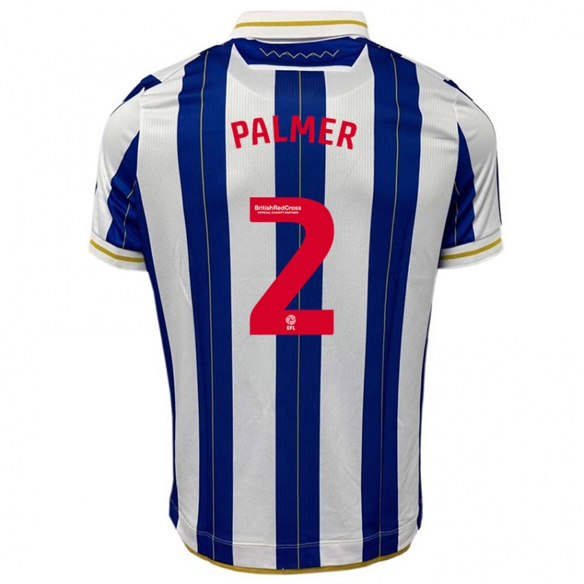 Férfi Liam Palmer #2 Kék Fehér Hazai Jersey 2023/24 Mez Póló Ing