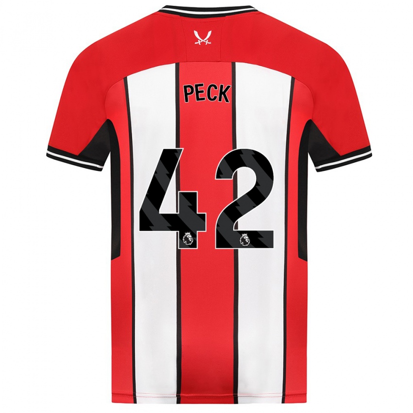 Férfi Sydie Peck #42 Piros Hazai Jersey 2023/24 Mez Póló Ing