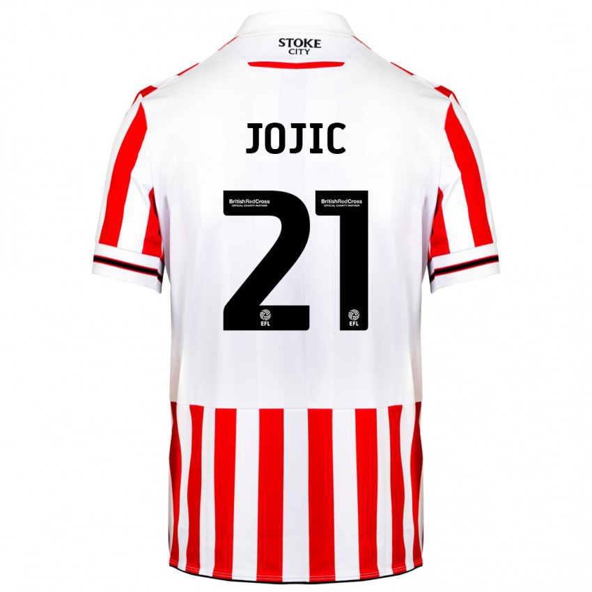 Férfi Nikola Jojic #21 Piros Fehér Hazai Jersey 2023/24 Mez Póló Ing