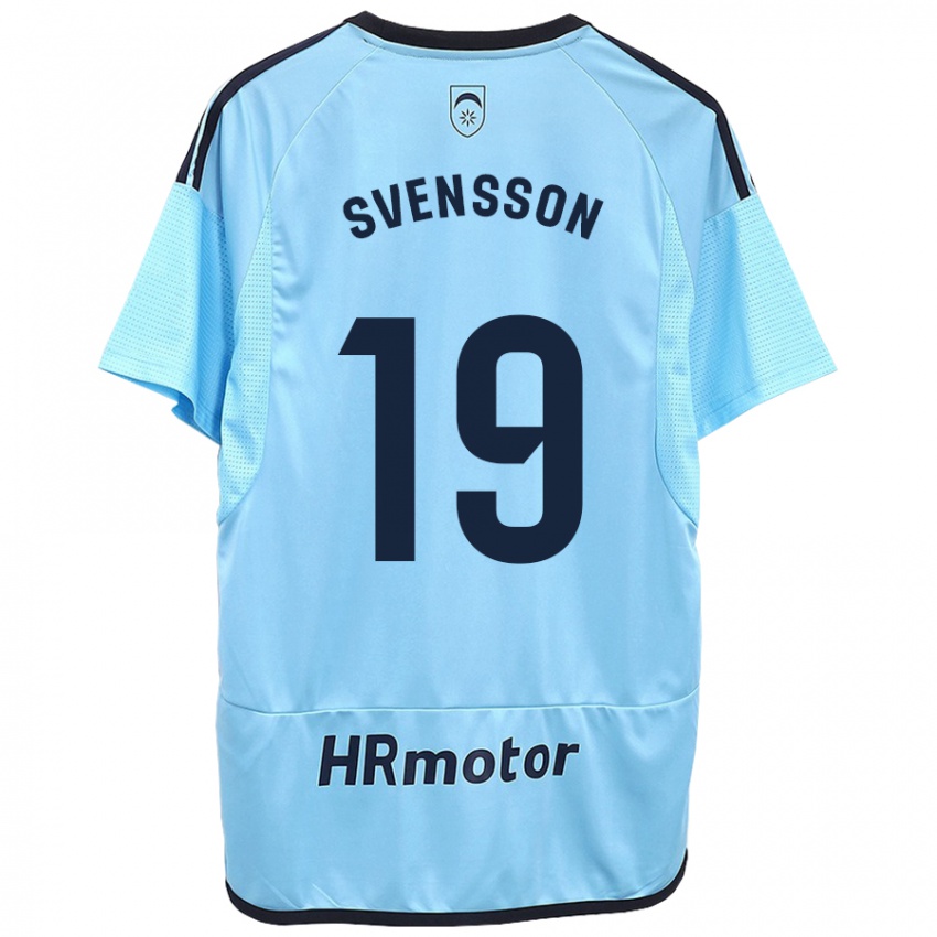 Férfi Max Svensson #19 Kék Idegenbeli Jersey 2023/24 Mez Póló Ing