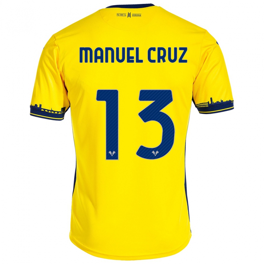 Férfi Juan Manuel Cruz #13 Sárga Idegenbeli Jersey 2023/24 Mez Póló Ing