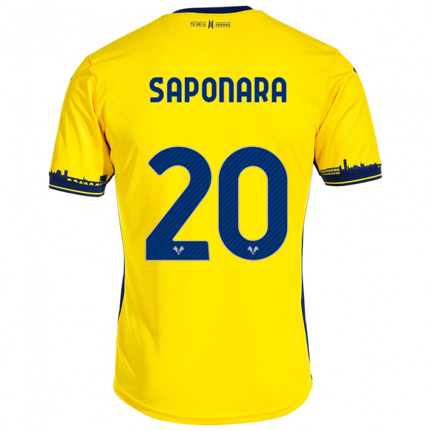 Férfi Riccardo Saponara #20 Sárga Idegenbeli Jersey 2023/24 Mez Póló Ing