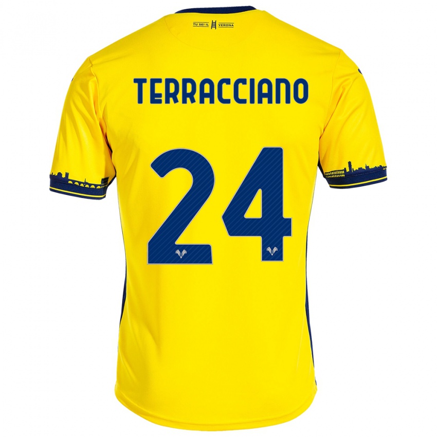 Férfi Filippo Terracciano #24 Sárga Idegenbeli Jersey 2023/24 Mez Póló Ing