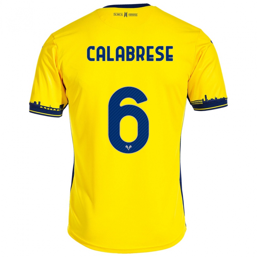 Férfi Nicolò Calabrese #6 Sárga Idegenbeli Jersey 2023/24 Mez Póló Ing