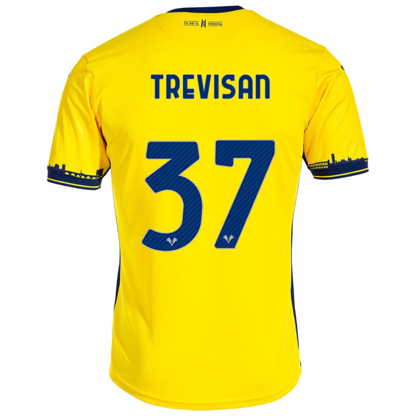 Férfi Michael Trevisan #37 Sárga Idegenbeli Jersey 2023/24 Mez Póló Ing