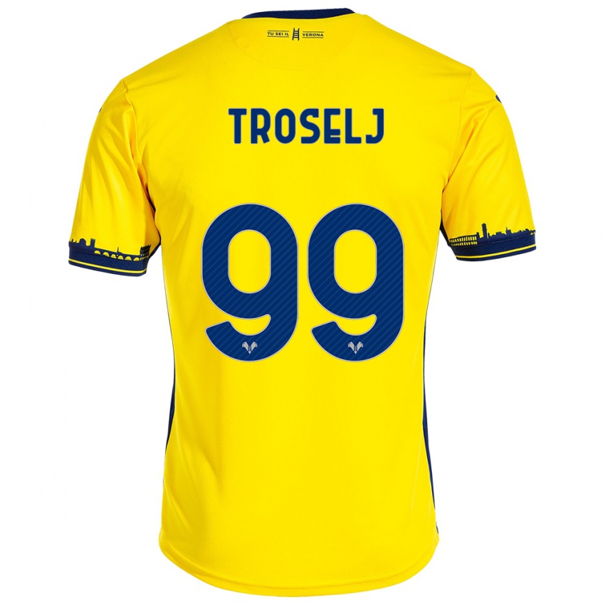 Férfi Ethan Troselj #99 Sárga Idegenbeli Jersey 2023/24 Mez Póló Ing