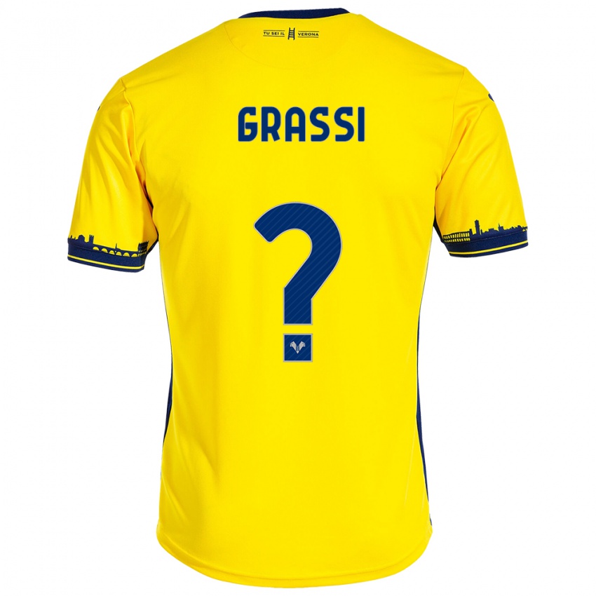 Férfi Pierfrancesco Grassi #0 Sárga Idegenbeli Jersey 2023/24 Mez Póló Ing