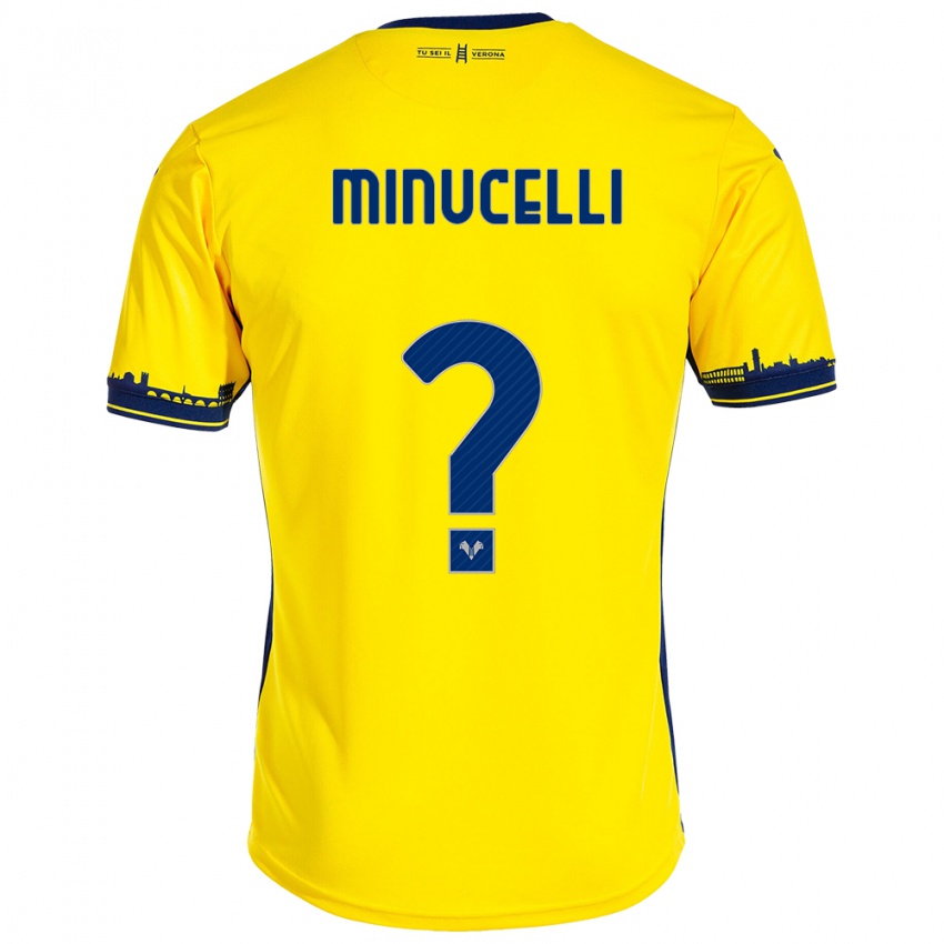 Férfi Filippo Minucelli #0 Sárga Idegenbeli Jersey 2023/24 Mez Póló Ing