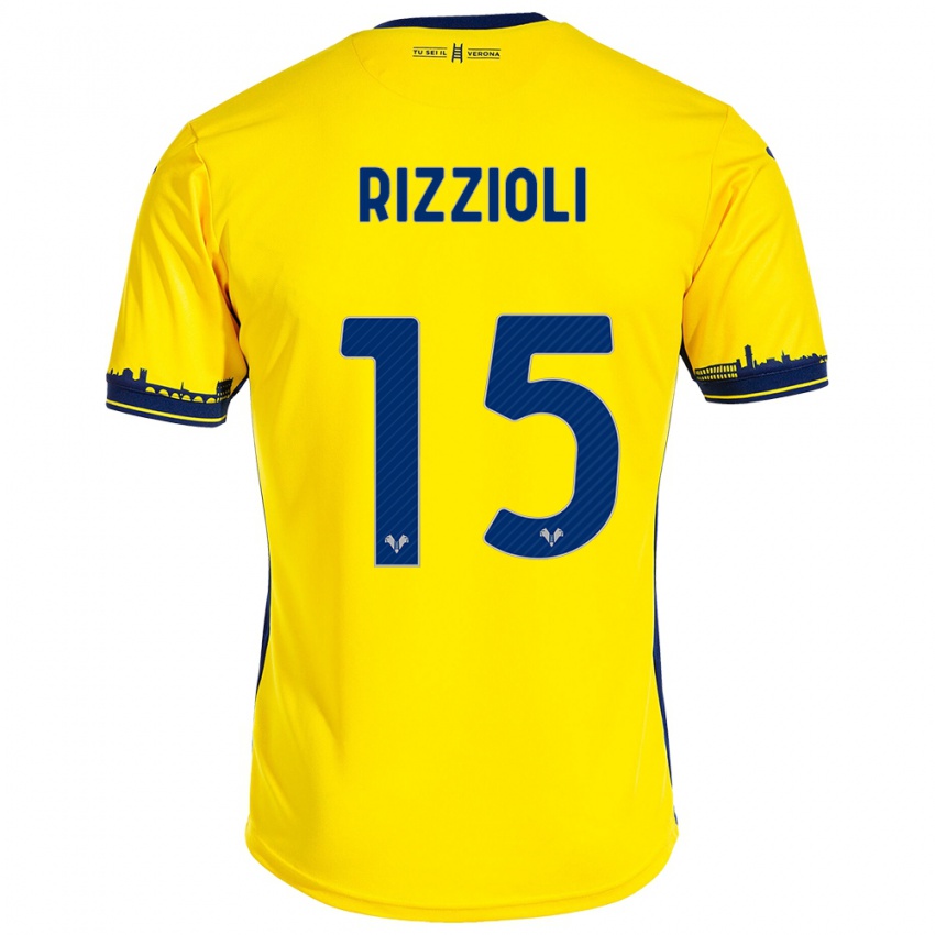 Férfi Gaia Rizzioli #15 Sárga Idegenbeli Jersey 2023/24 Mez Póló Ing