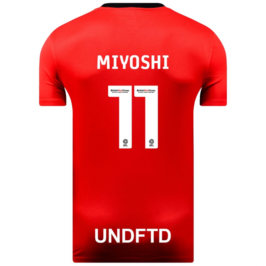 Férfi Koji Miyoshi #11 Piros Idegenbeli Jersey 2023/24 Mez Póló Ing