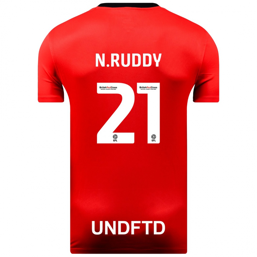 Férfi John Ruddy #21 Piros Idegenbeli Jersey 2023/24 Mez Póló Ing