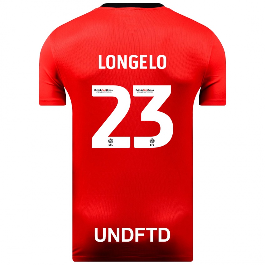 Férfi Emmanuel Longelo #23 Piros Idegenbeli Jersey 2023/24 Mez Póló Ing