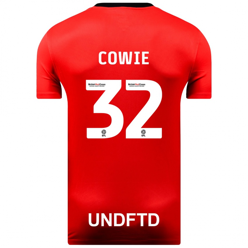 Férfi Abbie Cowie #32 Piros Idegenbeli Jersey 2023/24 Mez Póló Ing