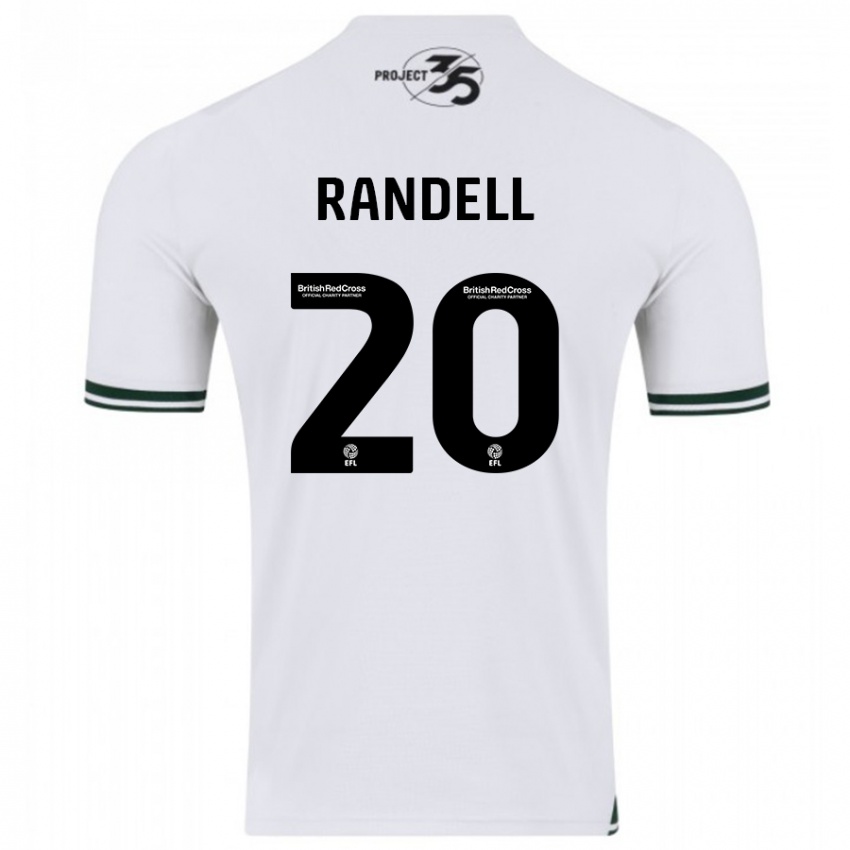 Férfi Adam Randell #20 Fehér Idegenbeli Jersey 2023/24 Mez Póló Ing