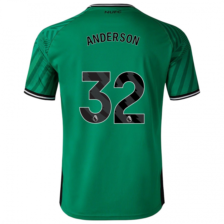 Férfi Elliot Anderson #32 Zöld Idegenbeli Jersey 2023/24 Mez Póló Ing