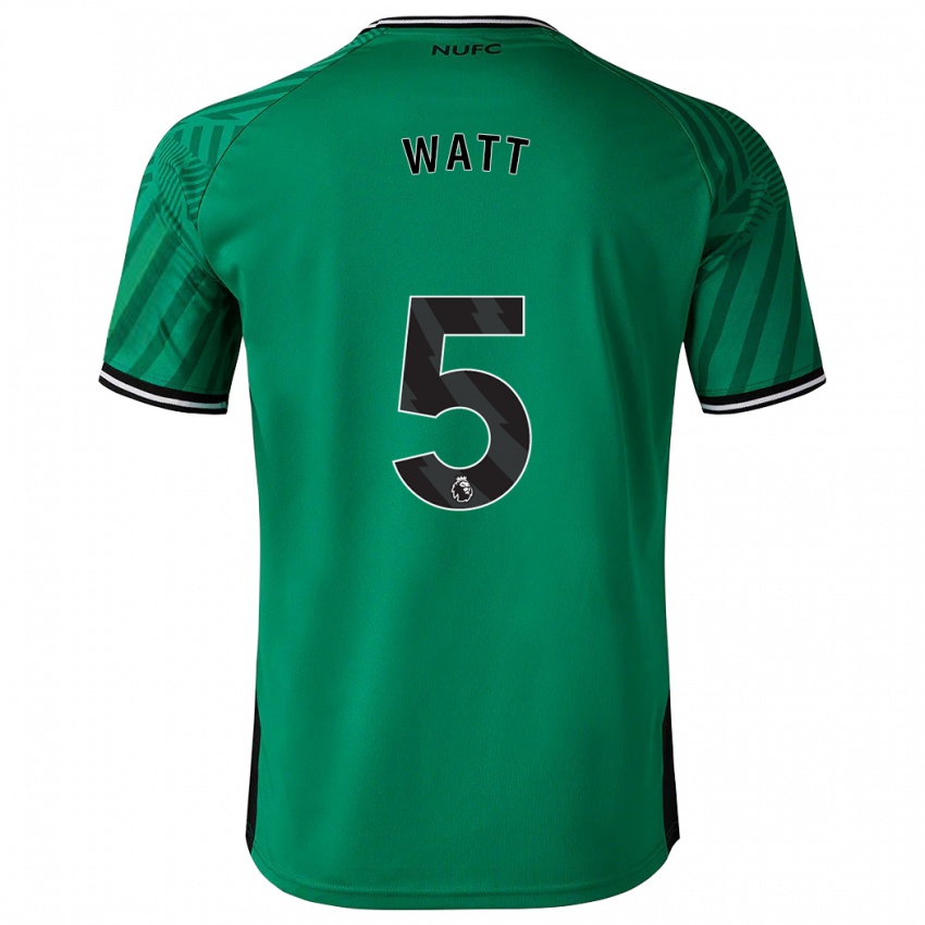 Férfi Olivia Watt #5 Zöld Idegenbeli Jersey 2023/24 Mez Póló Ing