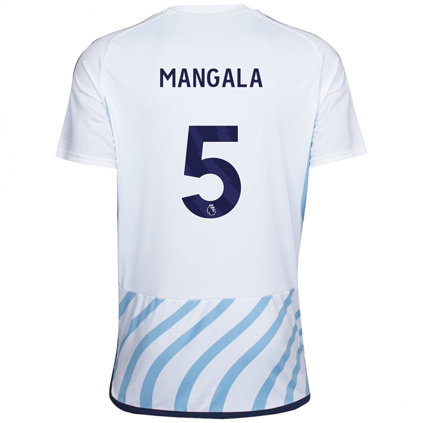 Férfi Orel Mangala #5 Fehér Kék Idegenbeli Jersey 2023/24 Mez Póló Ing