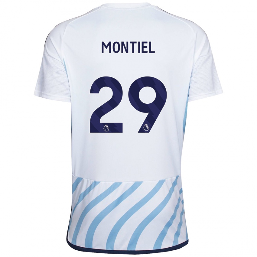 Férfi Gonzalo Montiel #29 Fehér Kék Idegenbeli Jersey 2023/24 Mez Póló Ing