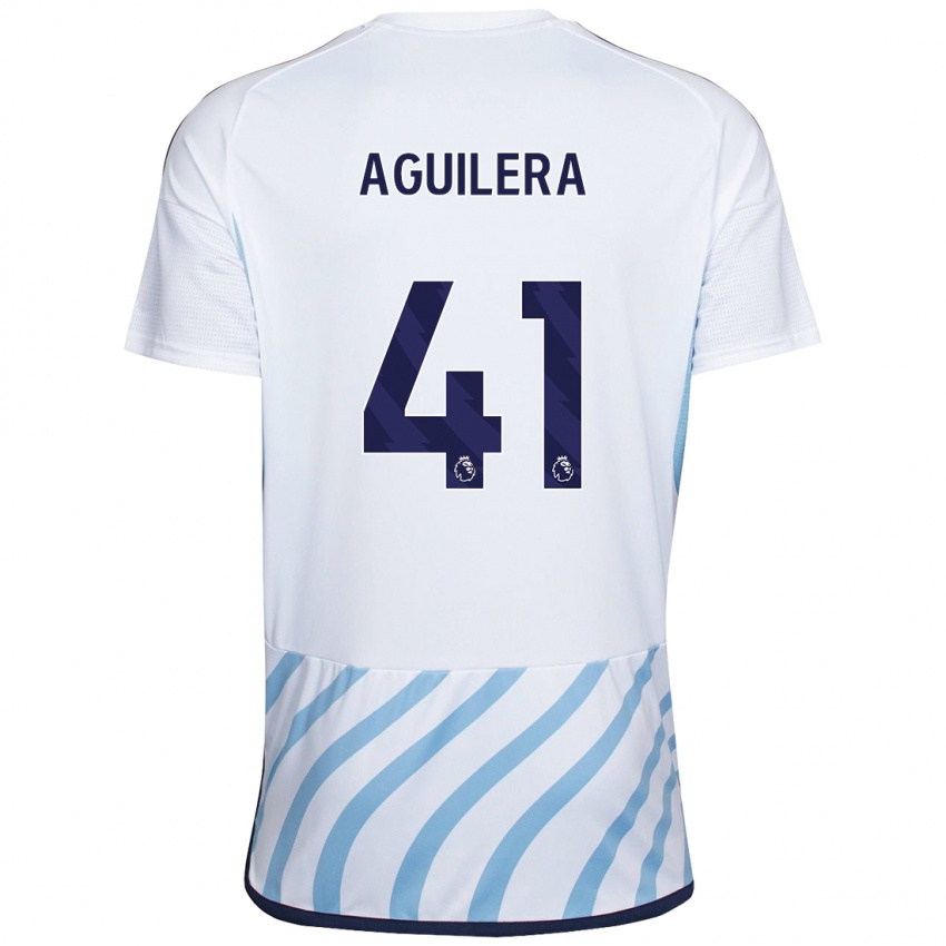 Férfi Brandon Aguilera #41 Fehér Kék Idegenbeli Jersey 2023/24 Mez Póló Ing