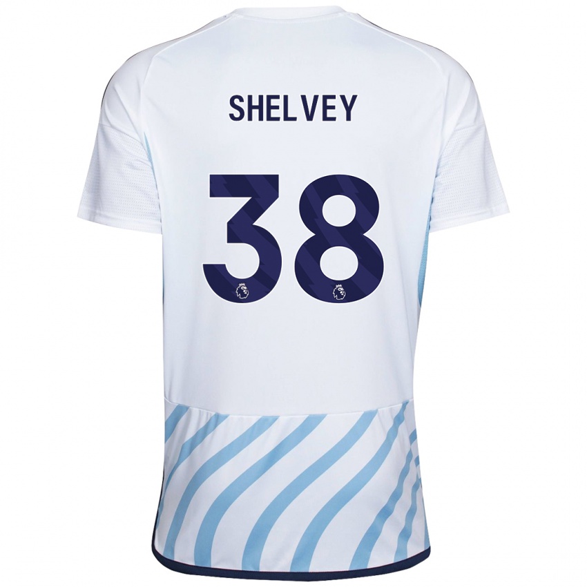 Férfi George Shelvey #38 Fehér Kék Idegenbeli Jersey 2023/24 Mez Póló Ing