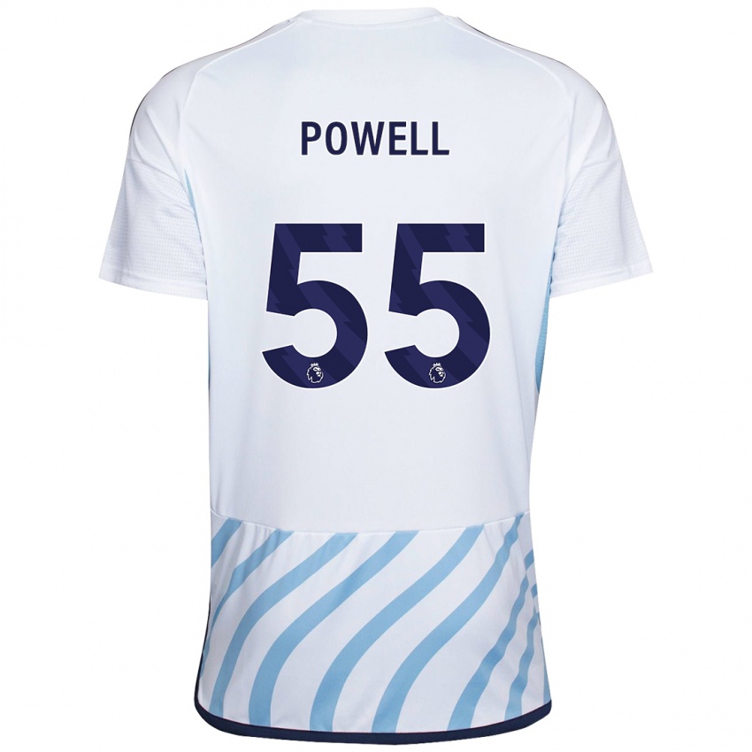 Férfi Josh Powell #55 Fehér Kék Idegenbeli Jersey 2023/24 Mez Póló Ing