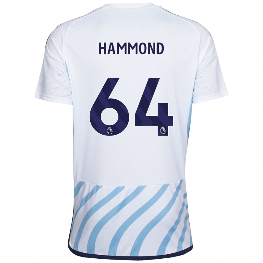 Férfi Ben Hammond #64 Fehér Kék Idegenbeli Jersey 2023/24 Mez Póló Ing