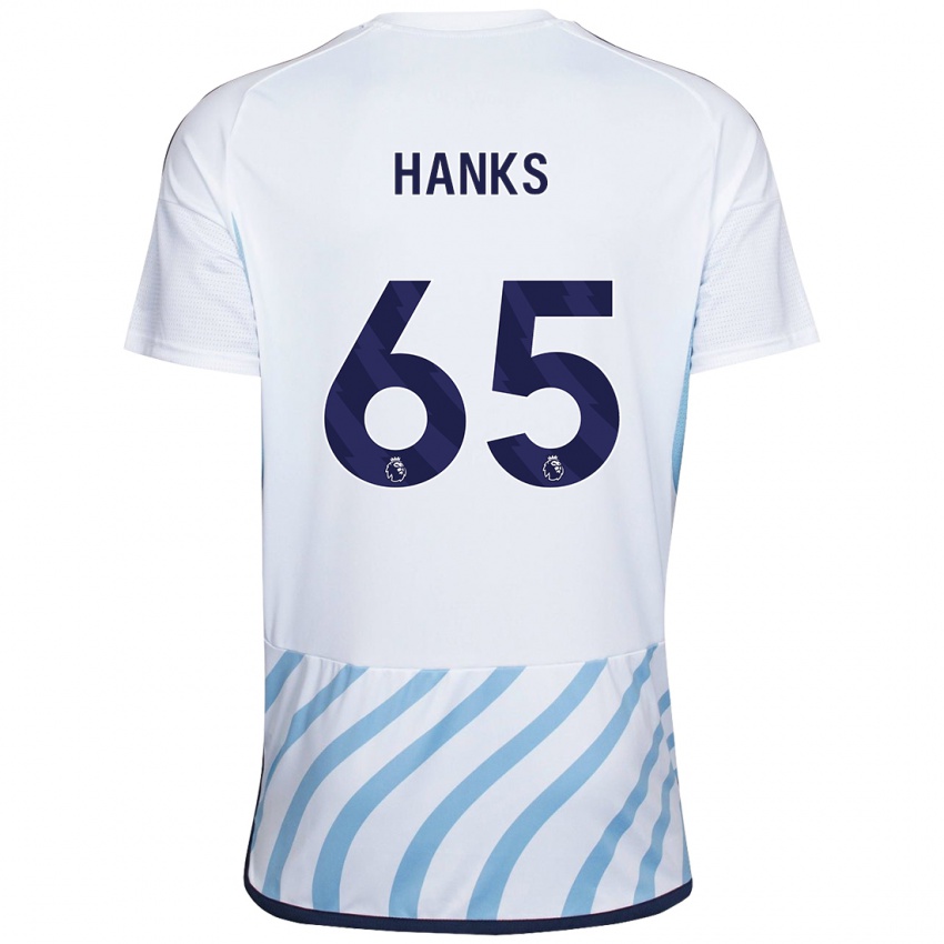 Férfi Justin Hanks #65 Fehér Kék Idegenbeli Jersey 2023/24 Mez Póló Ing