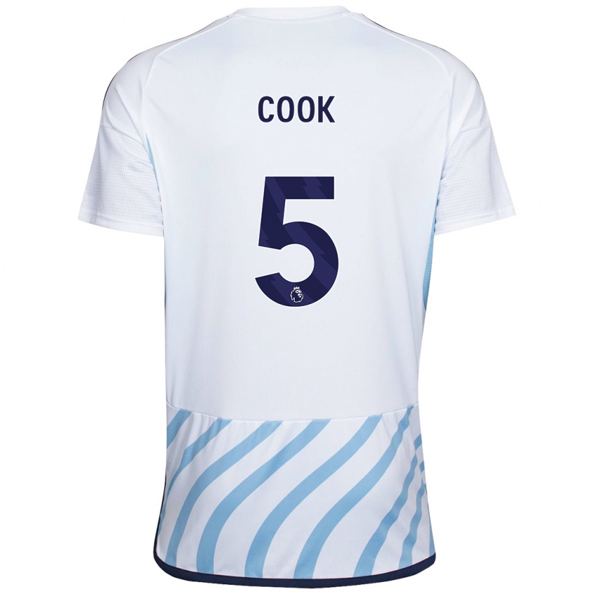 Férfi Olivia Cook #5 Fehér Kék Idegenbeli Jersey 2023/24 Mez Póló Ing