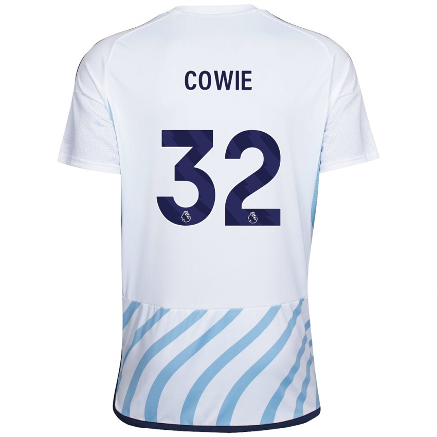 Férfi Abi Cowie #32 Fehér Kék Idegenbeli Jersey 2023/24 Mez Póló Ing