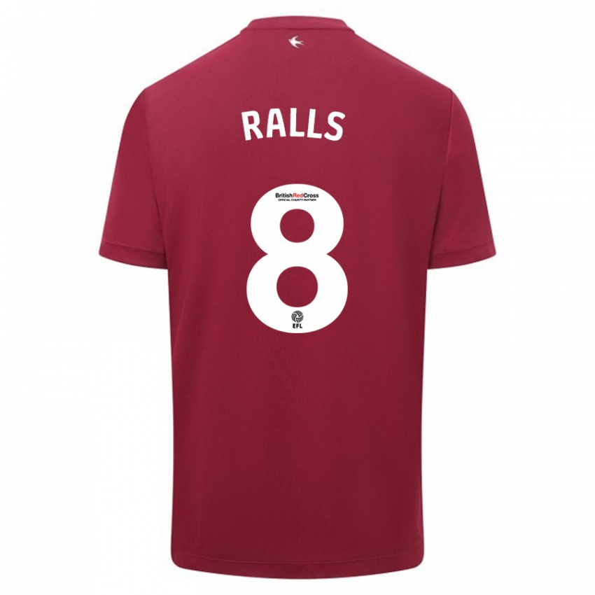 Férfi Joe Ralls #8 Piros Idegenbeli Jersey 2023/24 Mez Póló Ing