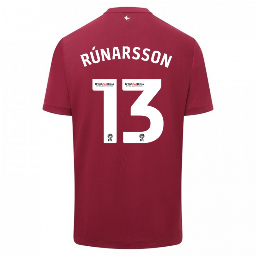Férfi Runar Alex Runarsson #13 Piros Idegenbeli Jersey 2023/24 Mez Póló Ing