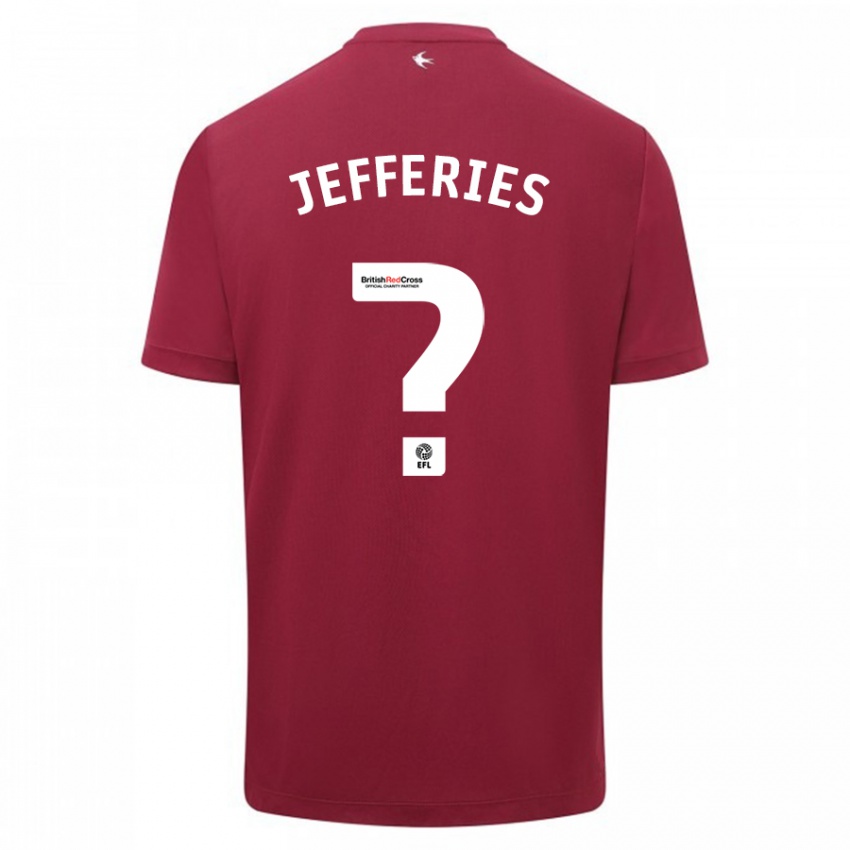 Férfi Isaac Jefferies #0 Piros Idegenbeli Jersey 2023/24 Mez Póló Ing