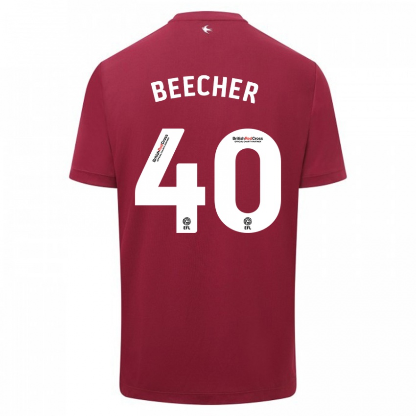 Férfi Josh Beecher #40 Piros Idegenbeli Jersey 2023/24 Mez Póló Ing