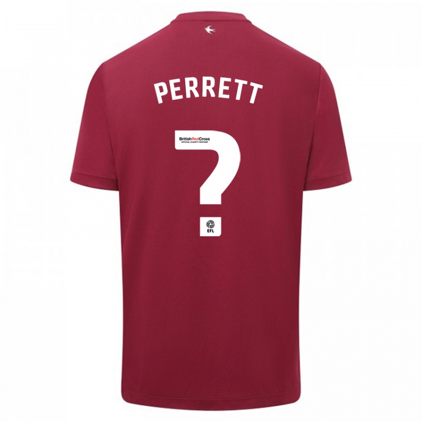 Férfi Troy Perrett #0 Piros Idegenbeli Jersey 2023/24 Mez Póló Ing