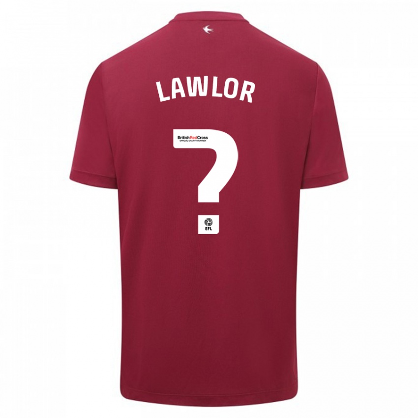 Férfi Dylan Lawlor #0 Piros Idegenbeli Jersey 2023/24 Mez Póló Ing