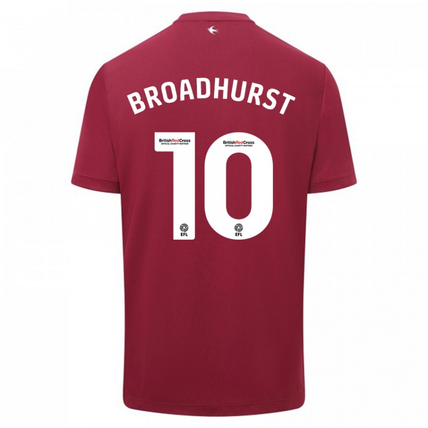 Férfi Danielle Broadhurst #10 Piros Idegenbeli Jersey 2023/24 Mez Póló Ing