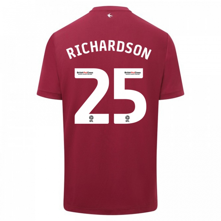 Férfi Tija Richardson #25 Piros Idegenbeli Jersey 2023/24 Mez Póló Ing