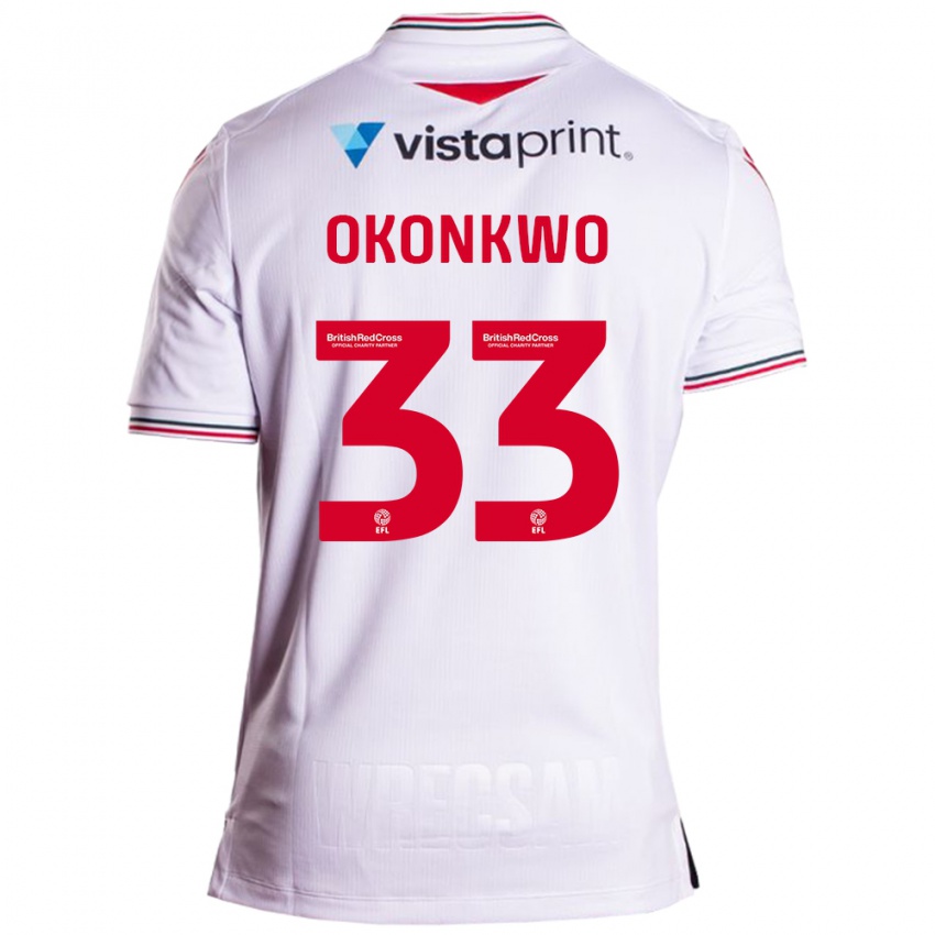 Férfi Arthur Okonkwo #33 Fehér Idegenbeli Jersey 2023/24 Mez Póló Ing