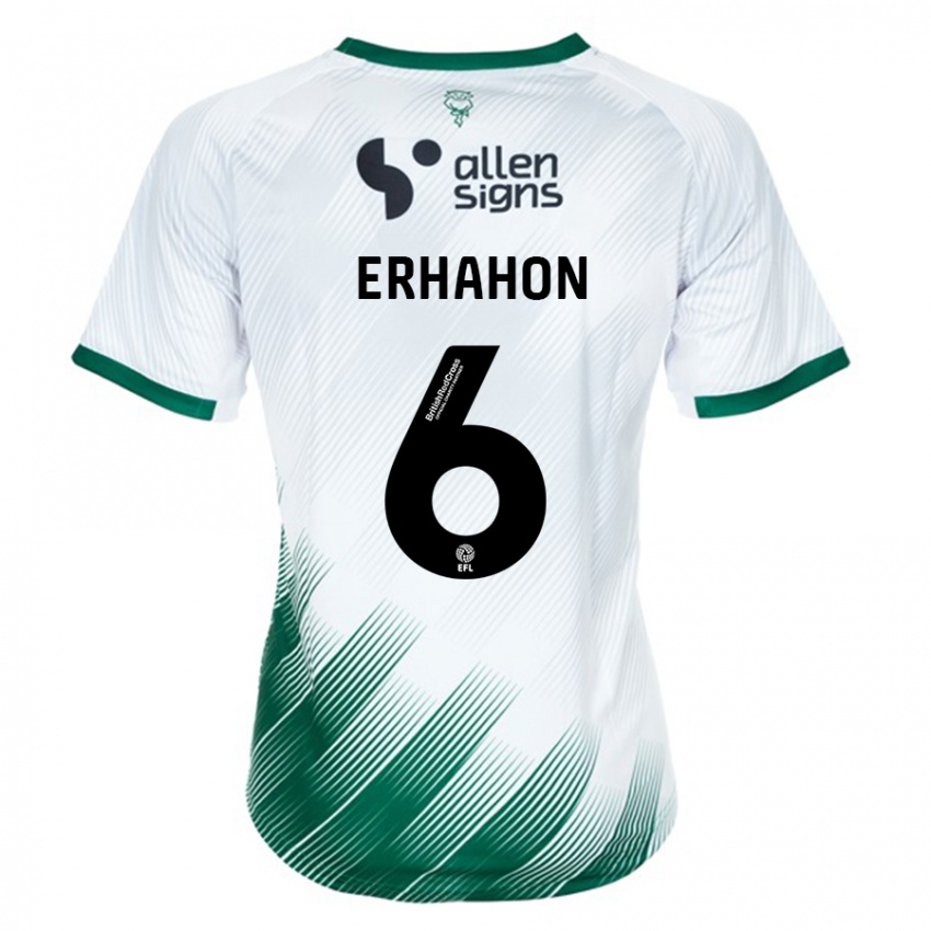 Férfi Ethan Erhahon #6 Fehér Idegenbeli Jersey 2023/24 Mez Póló Ing