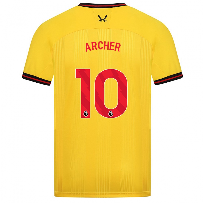 Férfi Cameron Archer #10 Sárga Idegenbeli Jersey 2023/24 Mez Póló Ing