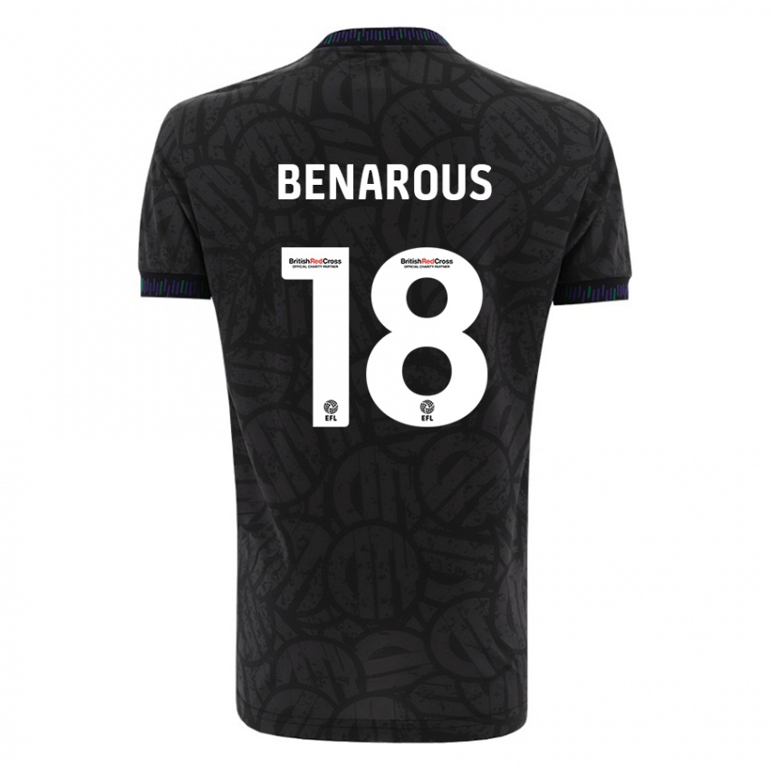 Férfi Ayman Benarous #18 Fekete Idegenbeli Jersey 2023/24 Mez Póló Ing