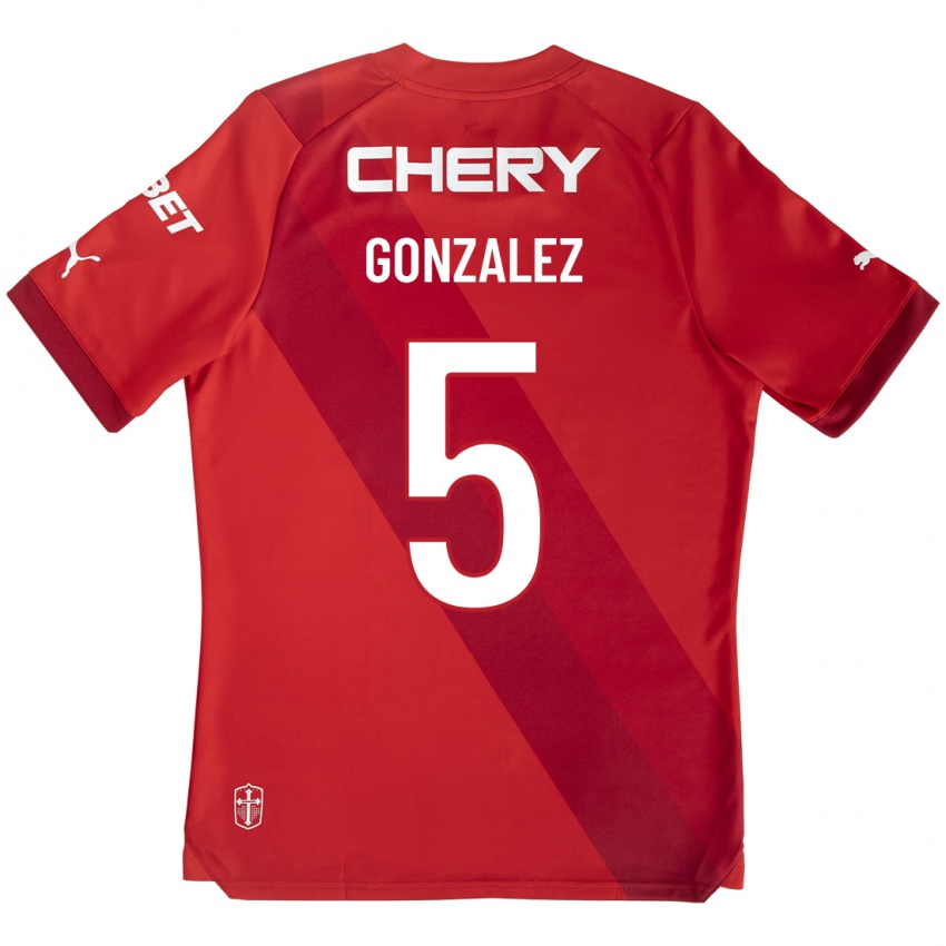 Férfi Daniel González #5 Piros Idegenbeli Jersey 2023/24 Mez Póló Ing